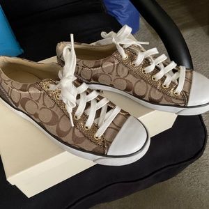 Coach signature print sneakers gold khaki, size 8
